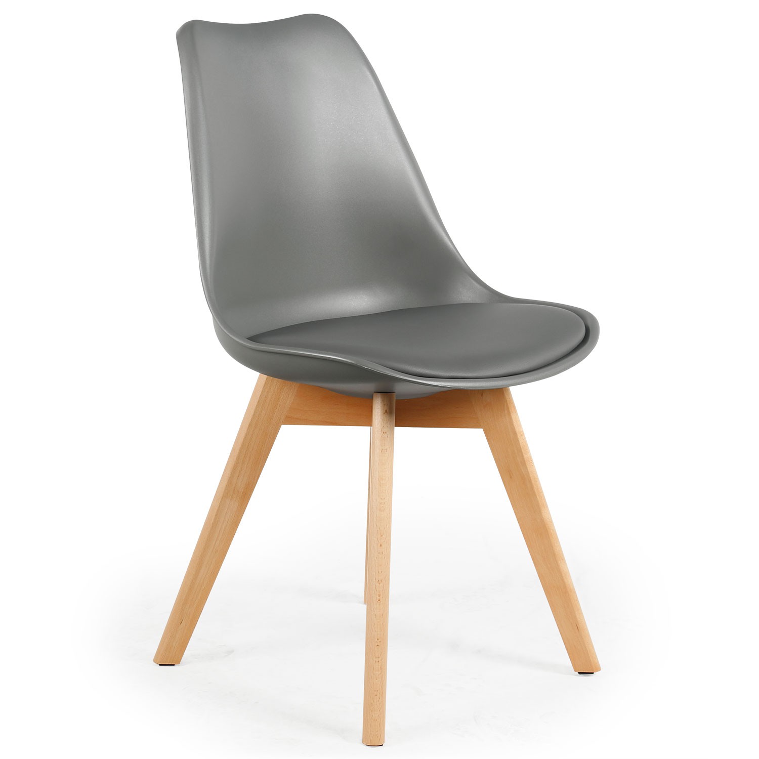 Conor Set mit 4 skandinavischen Stühlen Kunstleder Grau