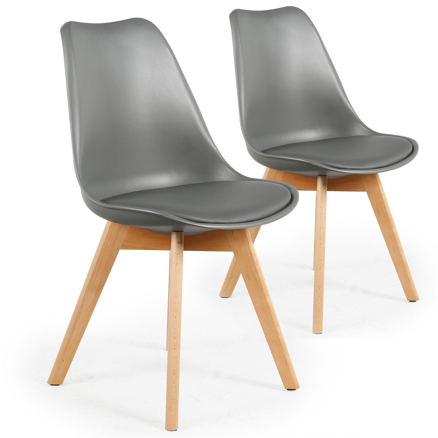 Bovary Set mit 2 skandinavischen Stühlen Grau