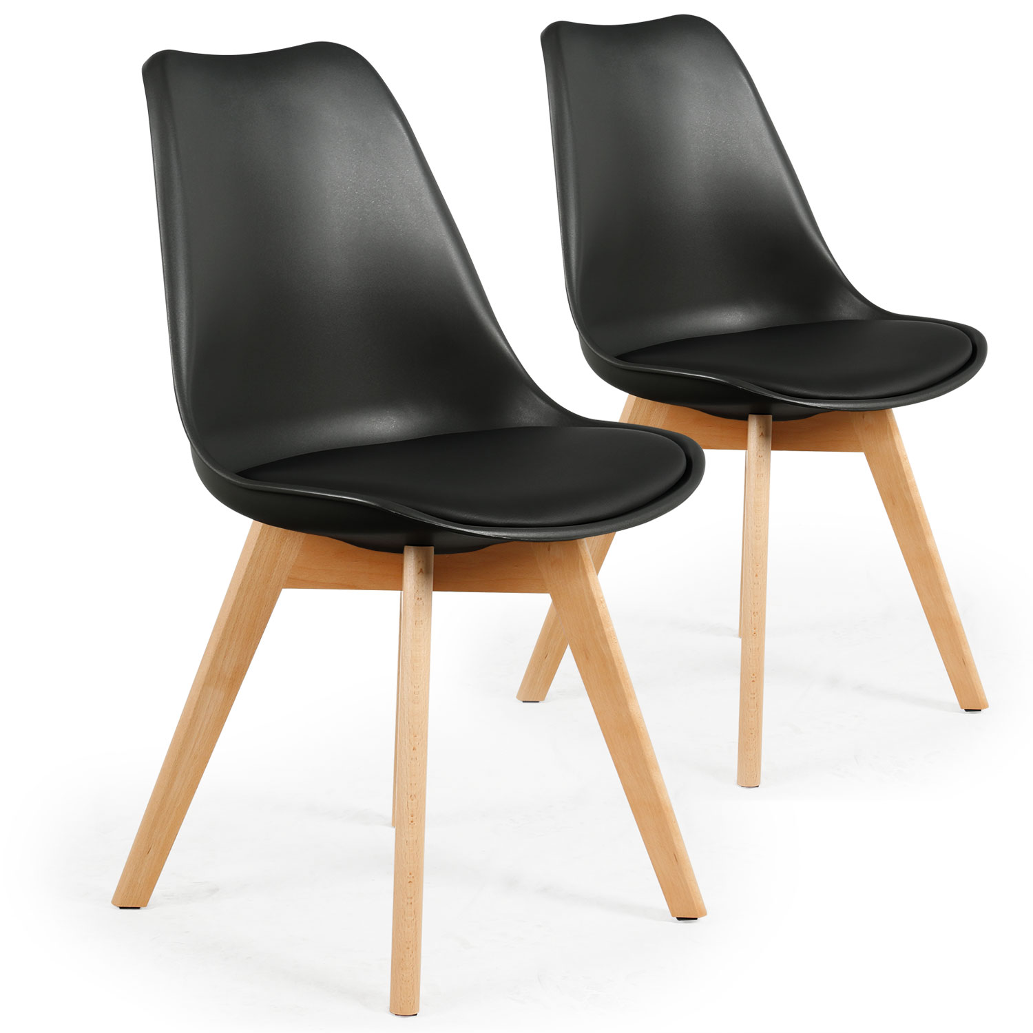 Bovary Set mit 2 skandinavischen Stühlen Schwarz