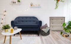 Fidelio Skandinavisches 2-Sitzer Sofa mit Stoffbezug Blau
