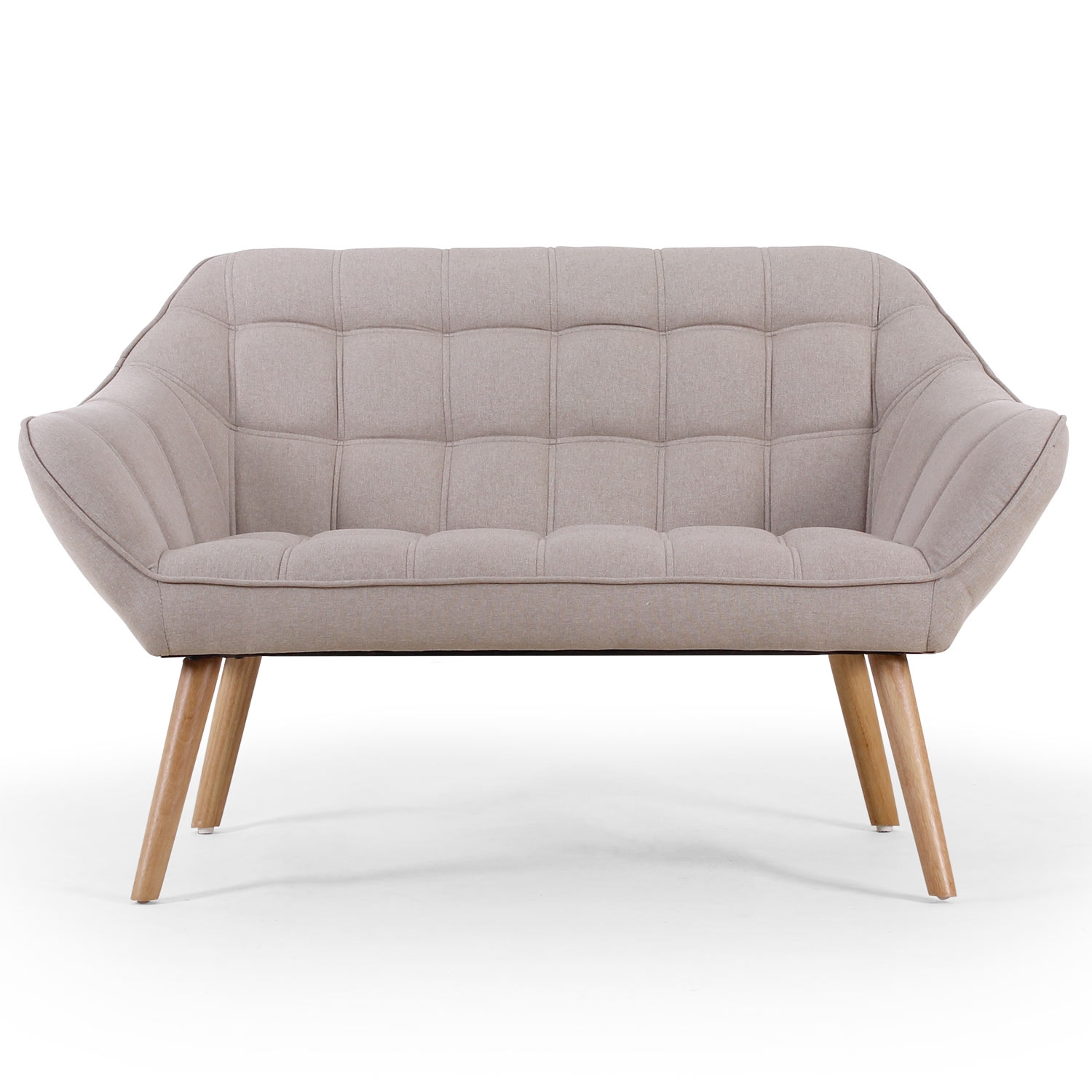 Zentao Skandinavisches 2-Sitzer Sofa mit Stoffbezug Beige